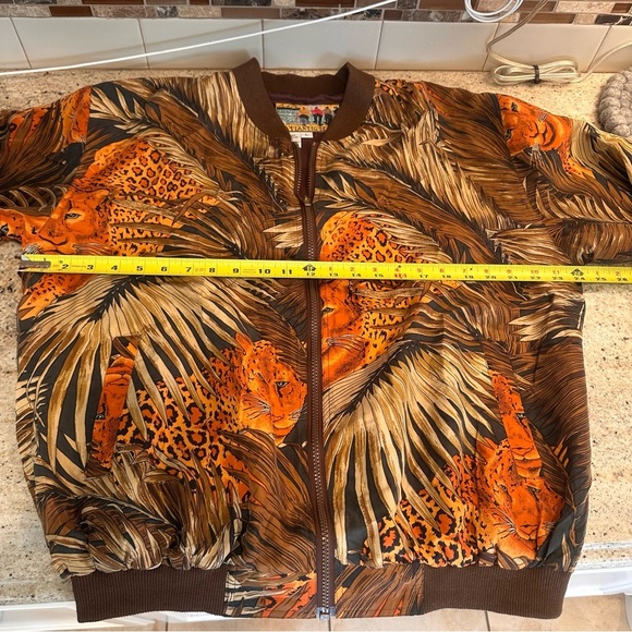 Vintage Silk Animal Print Bomber Jacket by Atlantic Beach Zip Front - Picture 5 of 8